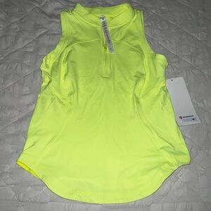 Lululemon Athletica Neon Yellow Front Zip Mock-Neck Tennis Tank